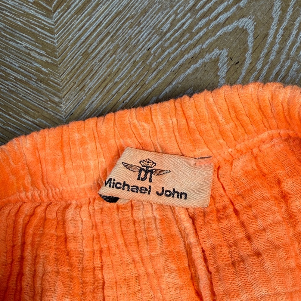 MICHAEL JOHN Women's Ruffled Tie-Dye Orange Shorts M - Picture 6 of 8